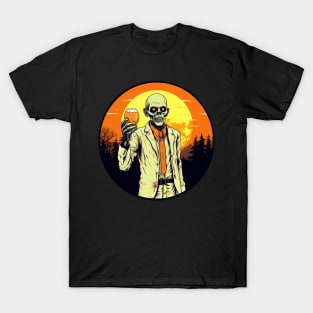 Happy Halloween Funny Zombie Drinking Beer T-Shirt